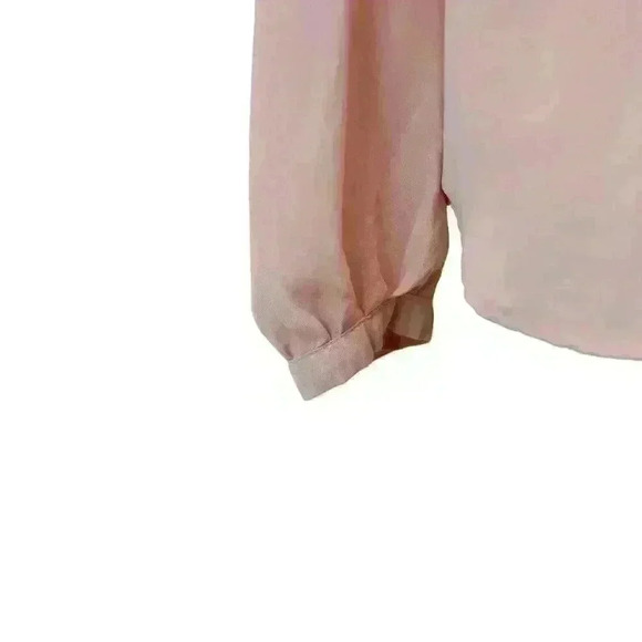 Violet + Claire Sheer Baby Pink Long Sleeve Blouse V-Neck w/ Ruching Size Medium - Picture 3 of 7